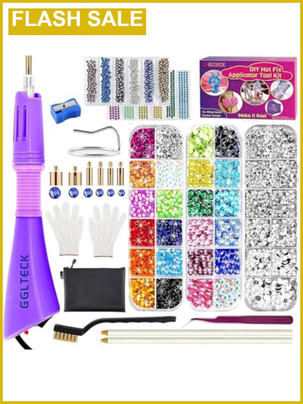 Hotfix Rhinestone Applicator Kit with 5784 Rhinestones, 7 Tips, Templates